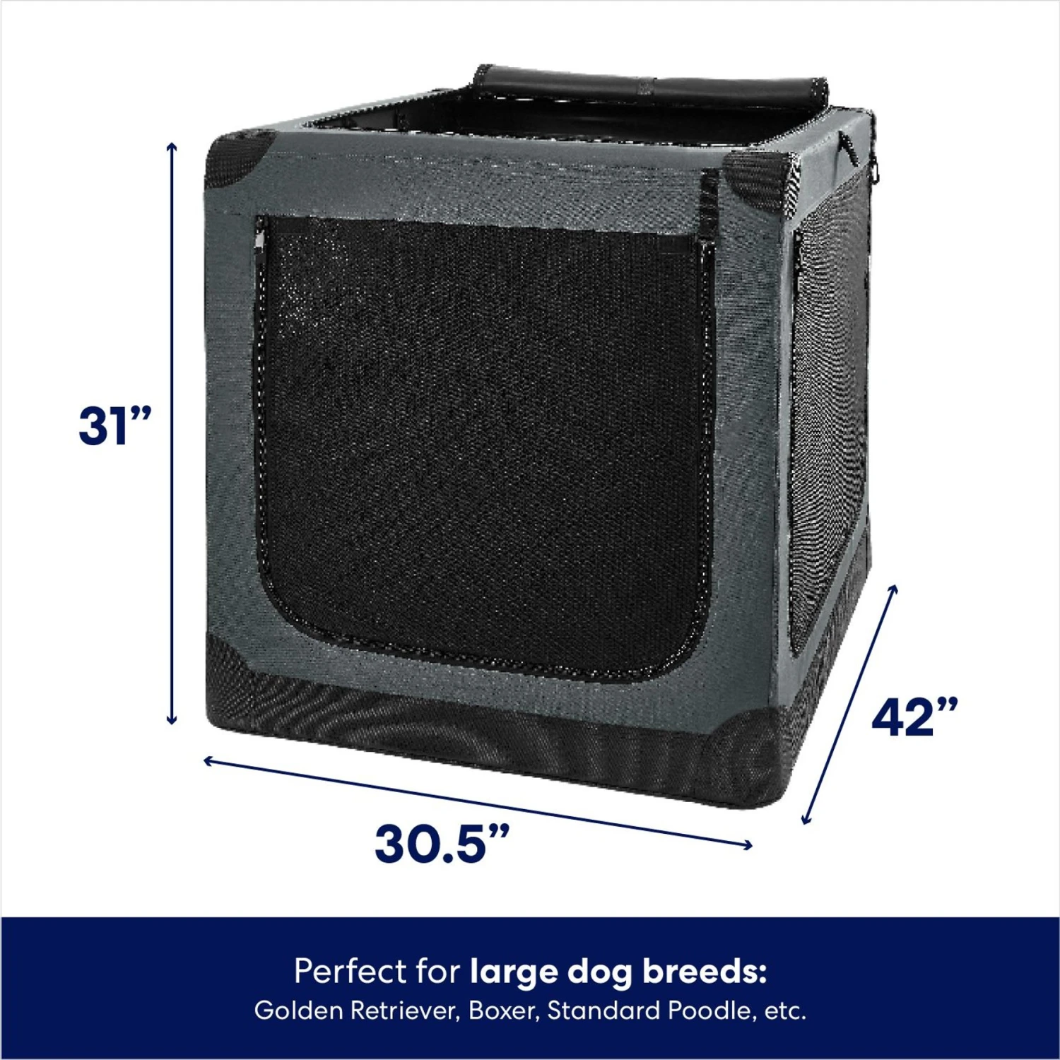Frisco Indoor & Outdoor 3-Door Collapsible Soft-Sided Dog & Small Pet Crate 2 Frisco Indoor & Outdoor 3-Door Collapsible Soft-Sided Dog & Small Pet Crate - Image 2