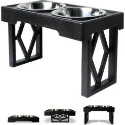 Pet Zone Designer Diner Adjustable Elevated Dog & Cat Bowls, 7-cup