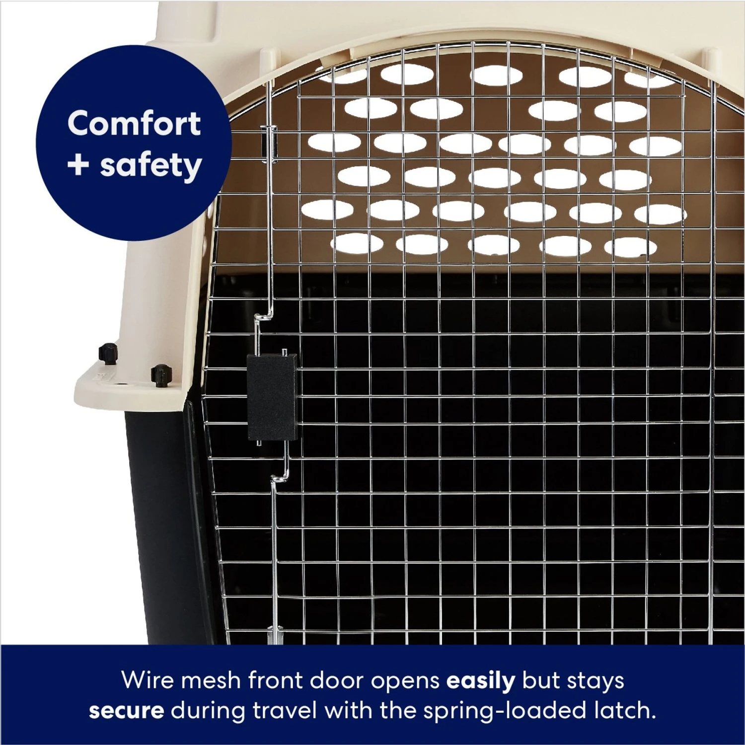 Frisco Plastic Dog & Cat Kennel, Almond & Black 5 Frisco Plastic Dog & Cat Kennel, Almond & Black - Image 5