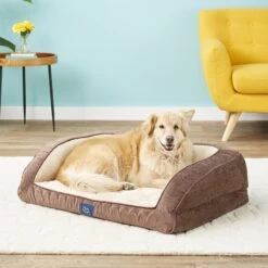 Serta Quilted Orthopedic Bolster Dog Bed With Removable Cover