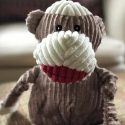 HuggleHounds Mr. Sock Monkey Durable Plush Corduroy Knottie Squeaky Dog Toy -Pet Care Sales 145369 PT4. AC SS1800 V1601027762