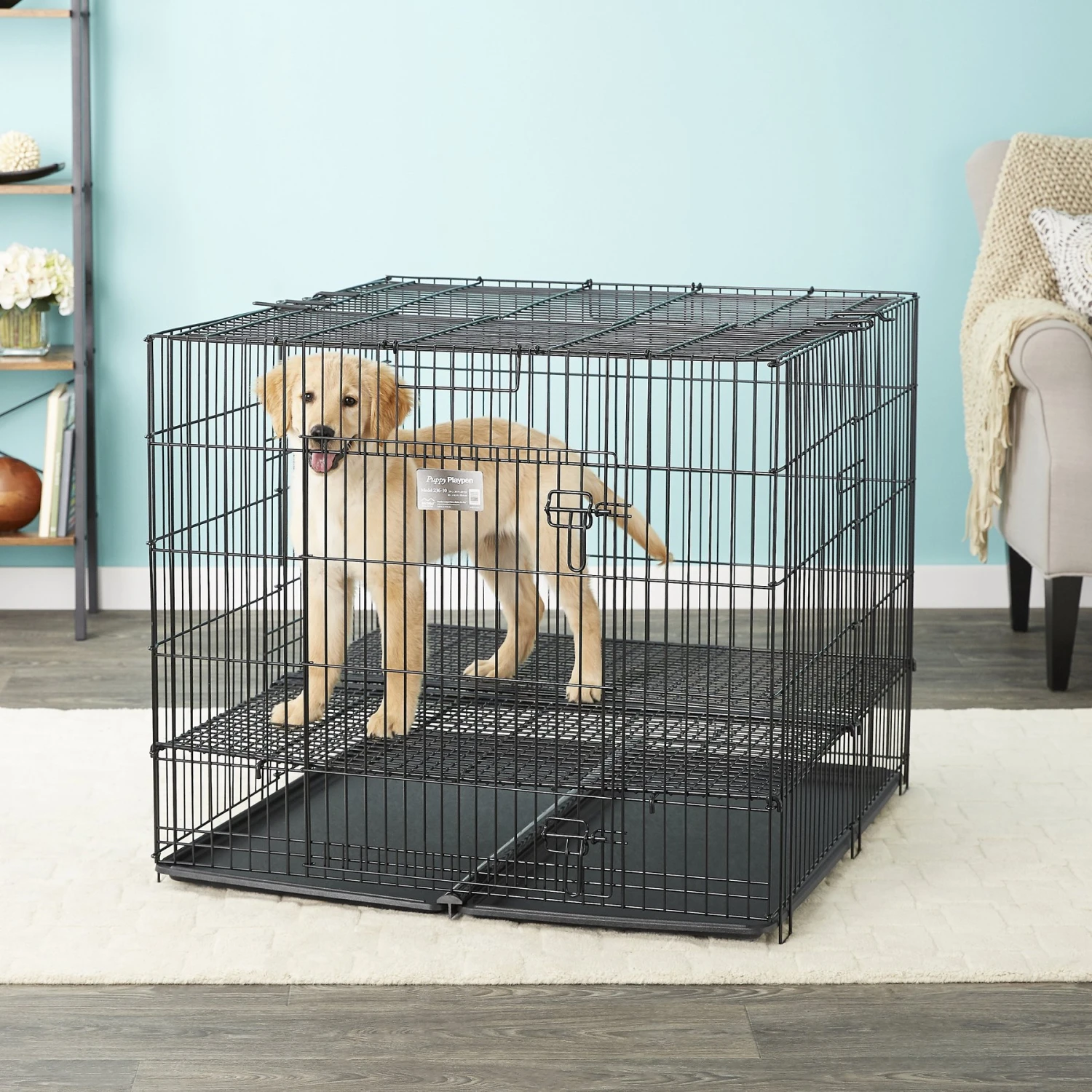 MidWest Double Door Collapsible Wire Puppy Crate 1 MidWest Double Door Collapsible Wire Puppy Crate