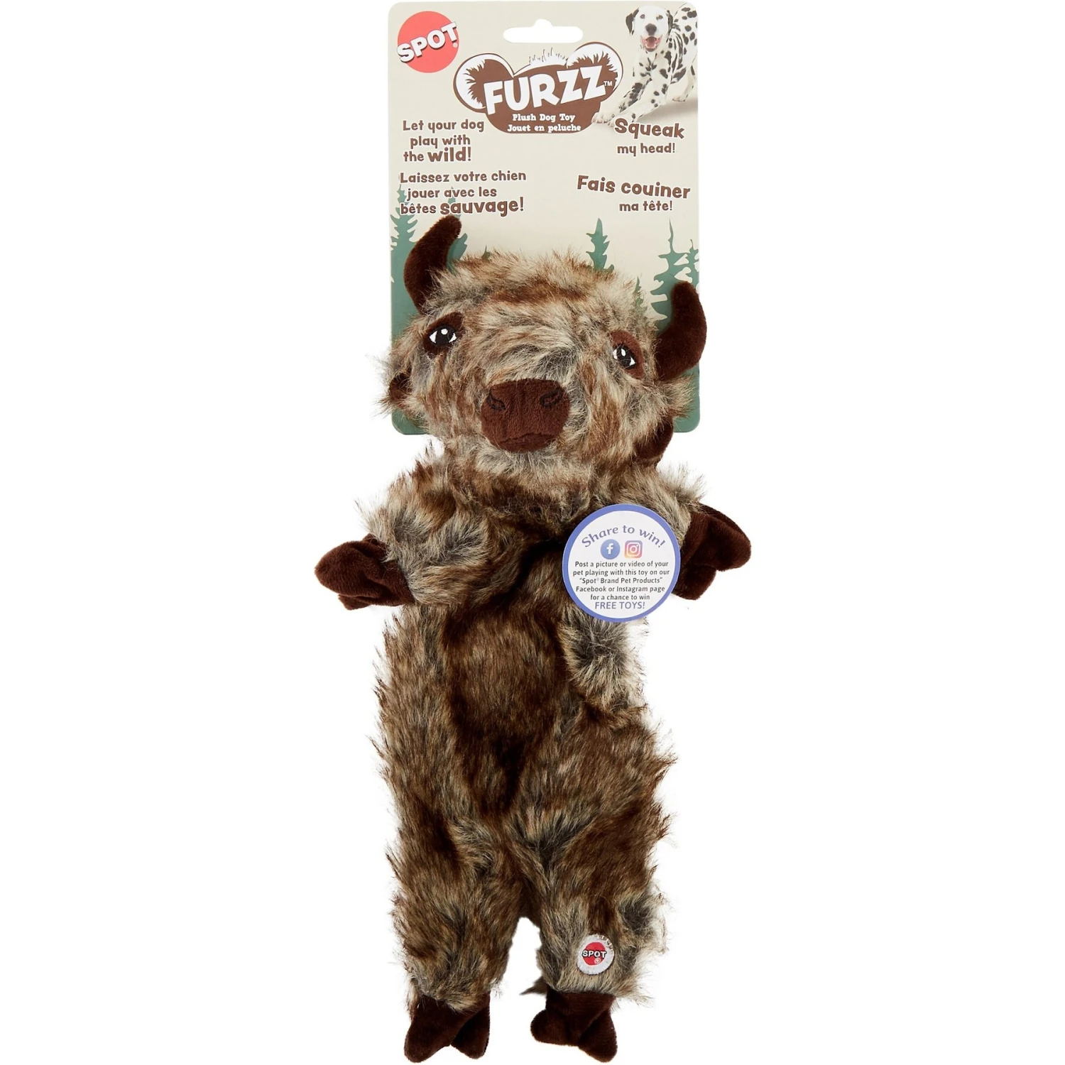 Ethical Pet Furzz Buffalo Squeaky Plush Dog Toy 3 Ethical Pet Furzz Buffalo Squeaky Plush Dog Toy - Image 3
