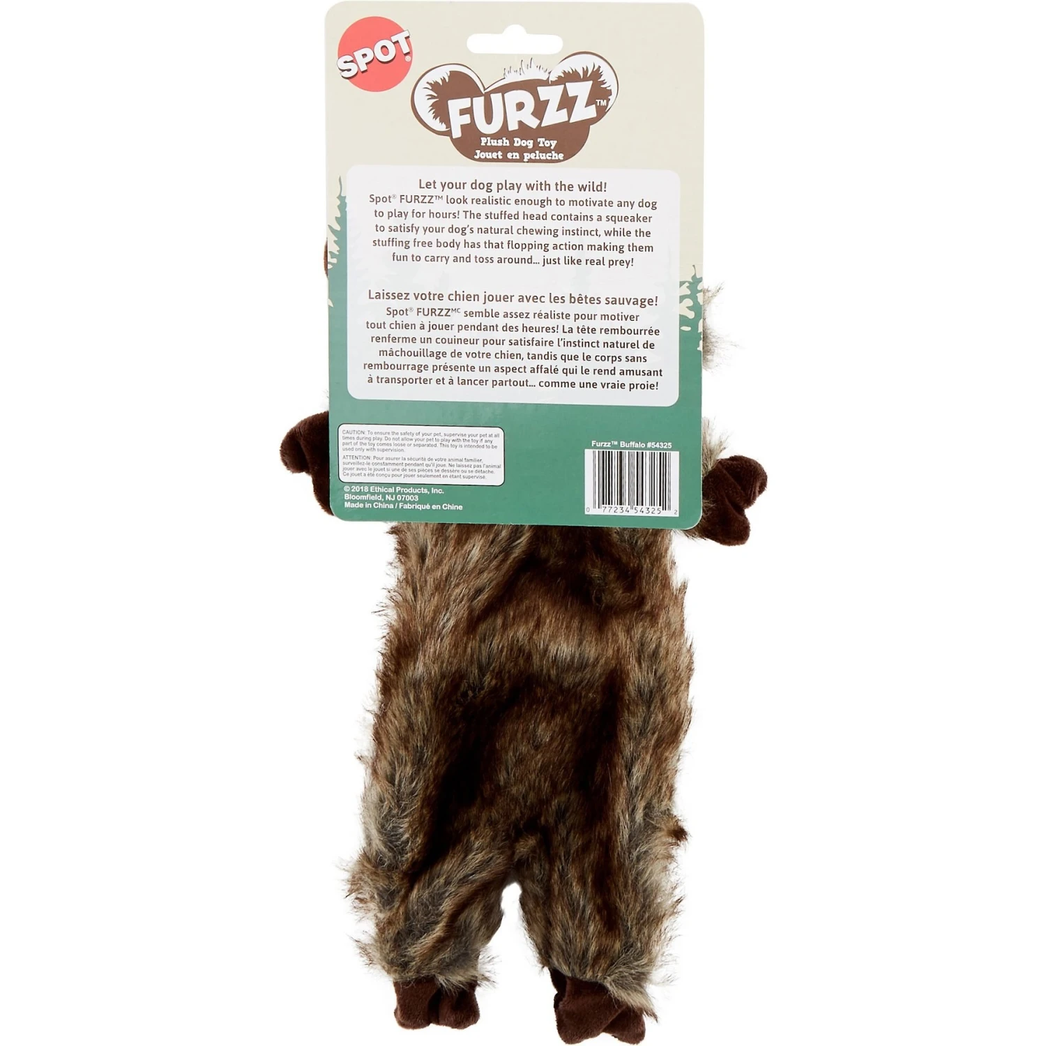 Ethical Pet Furzz Buffalo Squeaky Plush Dog Toy 4 Ethical Pet Furzz Buffalo Squeaky Plush Dog Toy - Image 4