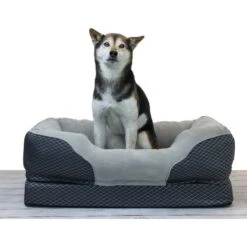BarksBar Snuggly Sleeper Orthopedic Bolster Dog Bed With Removable Cover, Gray