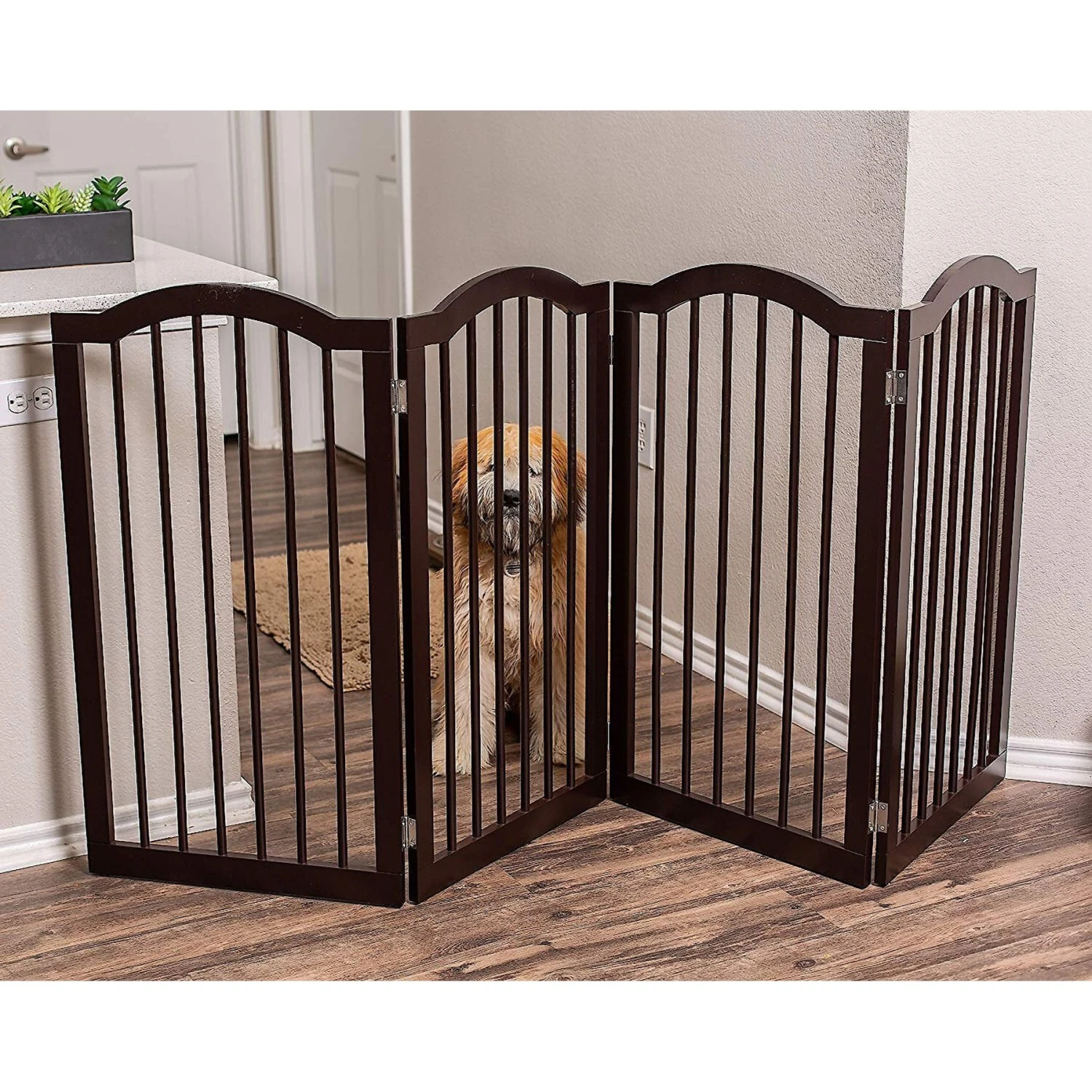 Internet's Best Traditional Arch Pet Gate, Espresso 1 Internet's Best Traditional Arch Pet Gate, Espresso