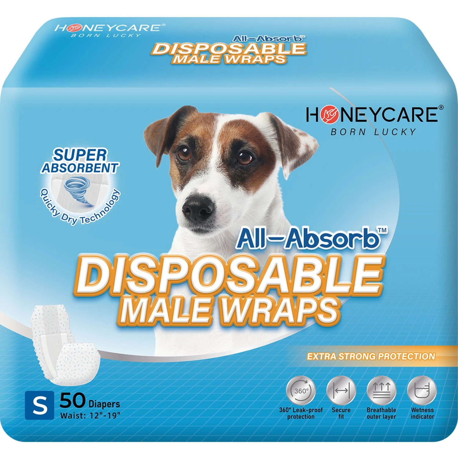 Honey Care All-Absorb Disposable Male Dog Wraps 1 Honey Care All-Absorb Disposable Male Dog Wraps