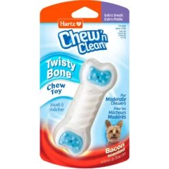 Hartz Chew 'n Clean Twisty Bone Bacon Scented Flexible Dog Chew Toy