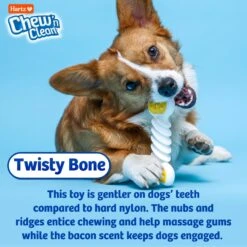 Hartz Chew 'n Clean Twisty Bone Bacon Scented Flexible Dog Chew Toy -Pet Care Sales 161034 PT4. AC SS1800 V1667337299