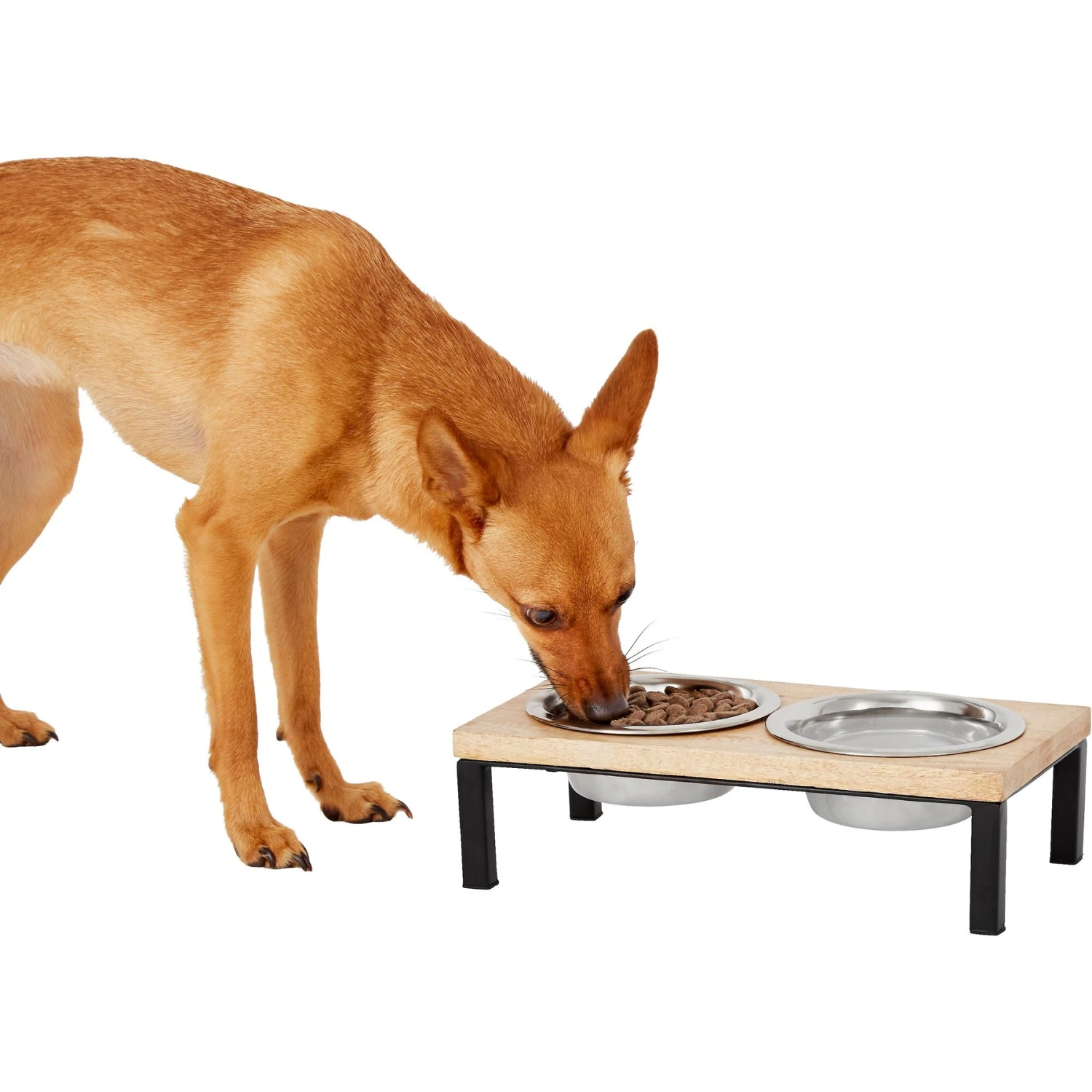 Frisco Wood Elevated Stainless Steel Double Diner Dog & Cat Bowl 1 Frisco Wood Elevated Stainless Steel Double Diner Dog & Cat Bowl