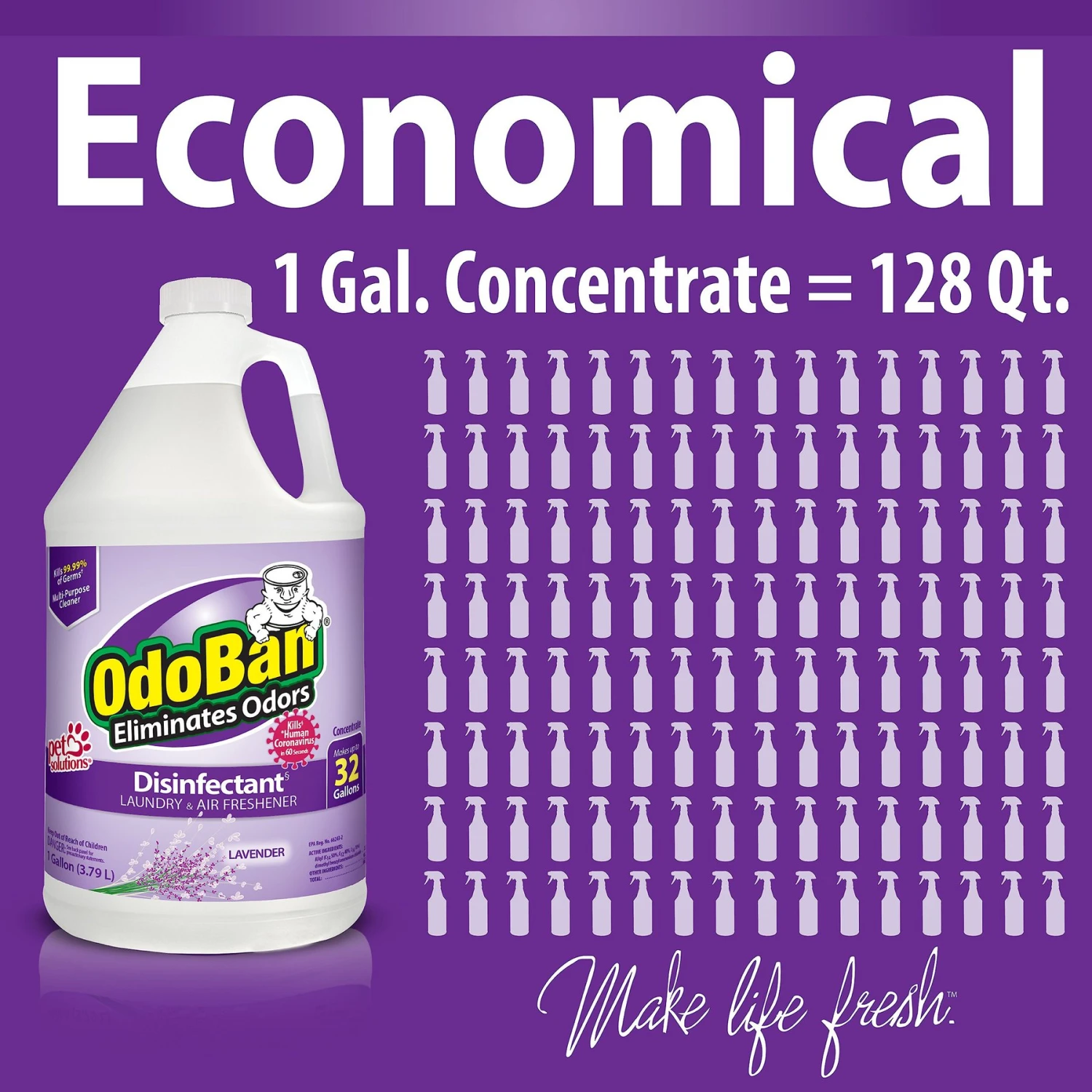 OdoBan Disinfectant Laundry & Air Freshener Concentrate, Lavender Scent 5 OdoBan Disinfectant Laundry & Air Freshener Concentrate, Lavender Scent - Image 5