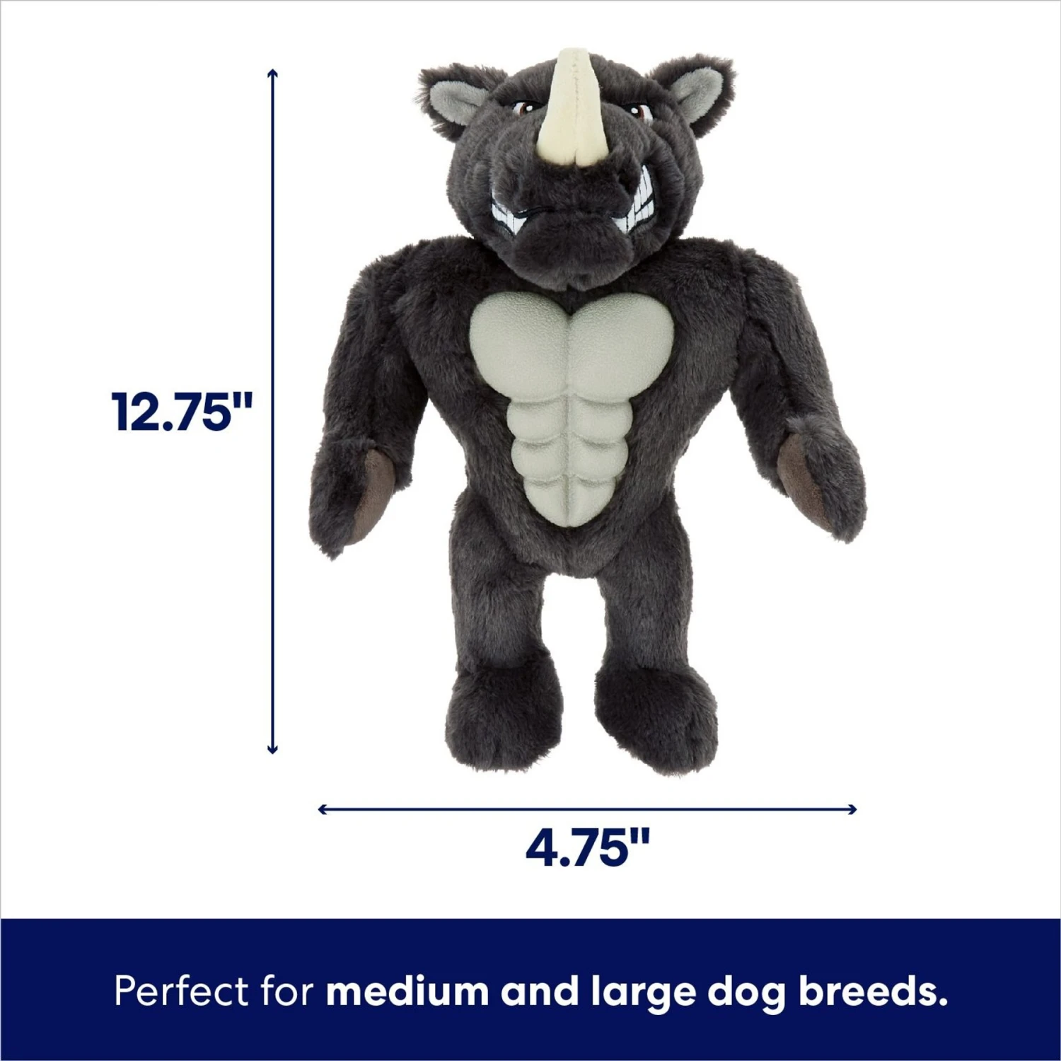 Frisco Rhino Muscle Plush Squeaky Dog Toy 2 Frisco Rhino Muscle Plush Squeaky Dog Toy - Image 2