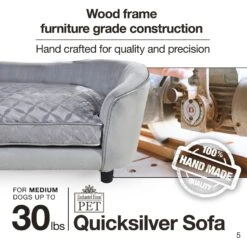 Enchanted Home Pet Quicksilver Sofa Cat & Dog Bed With Removable Cover, Medium, Silver -Pet Care Sales 180292 PT5. AC SS1800 V1563226048