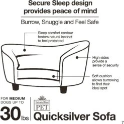 Enchanted Home Pet Quicksilver Sofa Cat & Dog Bed With Removable Cover, Medium, Silver -Pet Care Sales 180292 PT7. AC SS1800 V1563226131