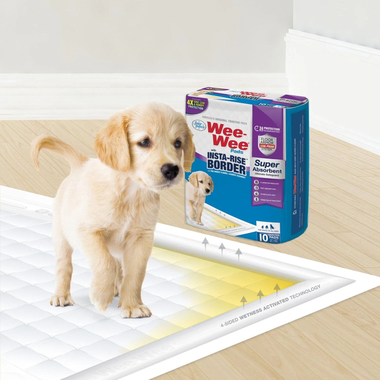Four Paws Wee-Wee Super Absorbent Dog Pee Pads With Insta-Rise Border 6 Four Paws Wee-Wee Super Absorbent Dog Pee Pads With Insta-Rise Border - Image 6