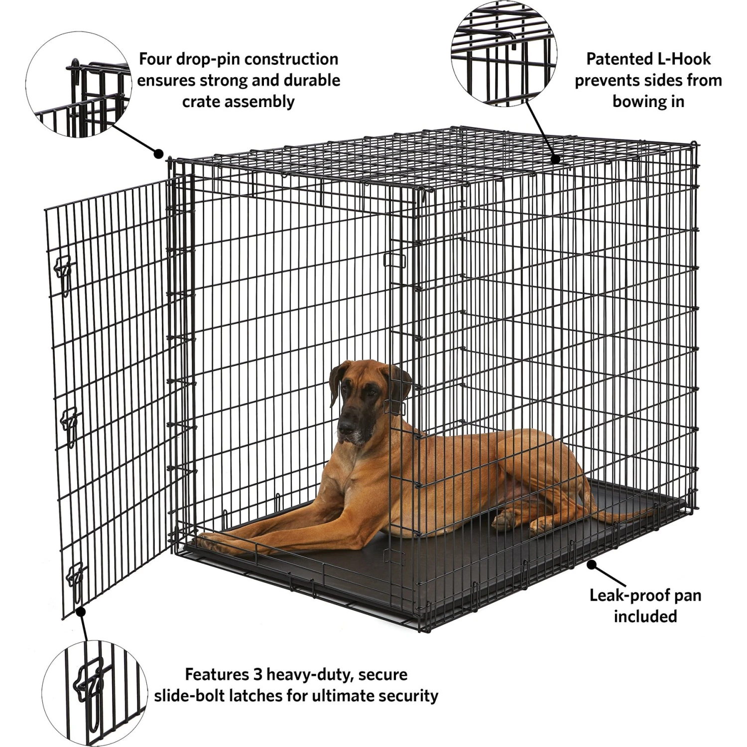 MidWest Solution Series XX-Large Heavy Duty Single Door Dog Crate, 54 Inch 3 MidWest Solution Series XX-Large Heavy Duty Single Door Dog Crate, 54 Inch - Image 3