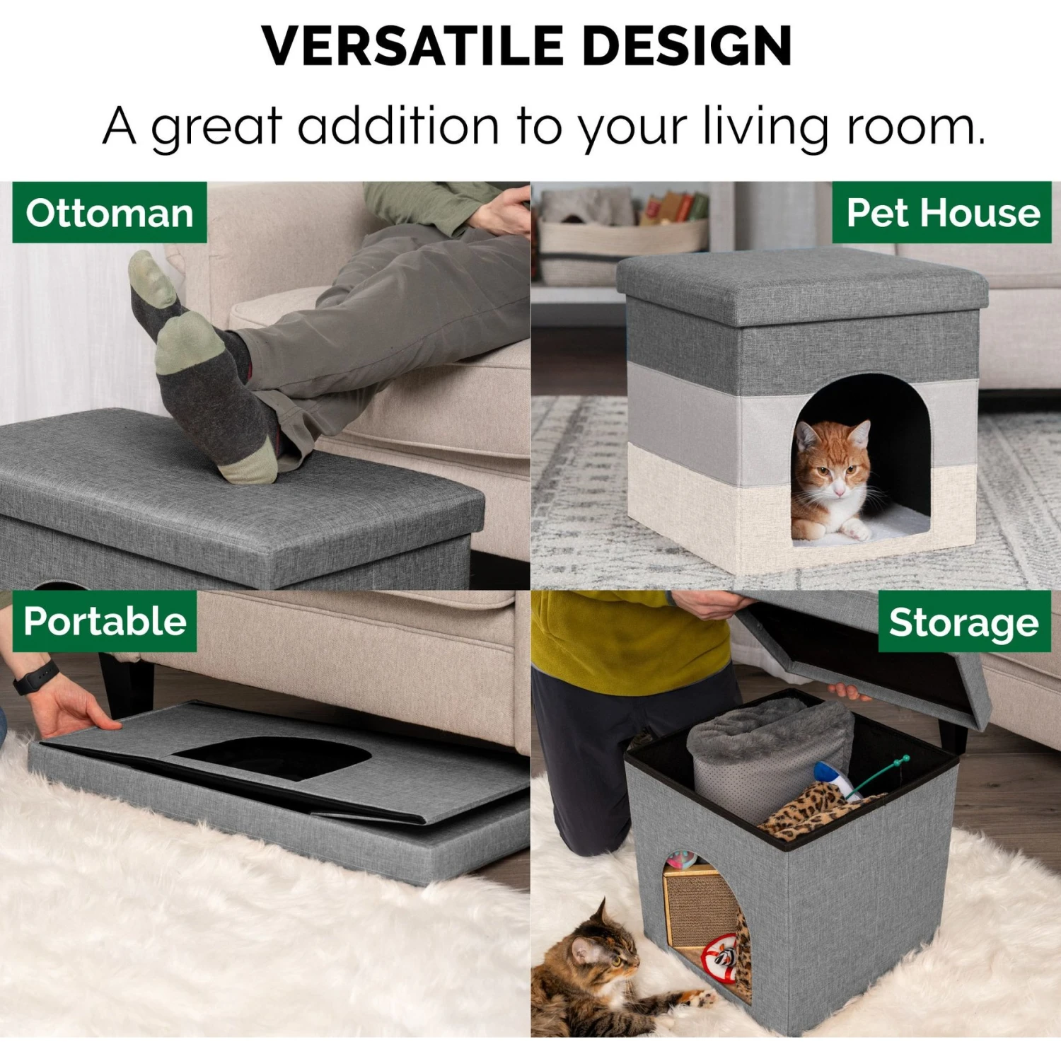 FurHaven House Footstool & Ottoman Dog & Cat Bed 8 FurHaven House Footstool & Ottoman Dog & Cat Bed - Image 8