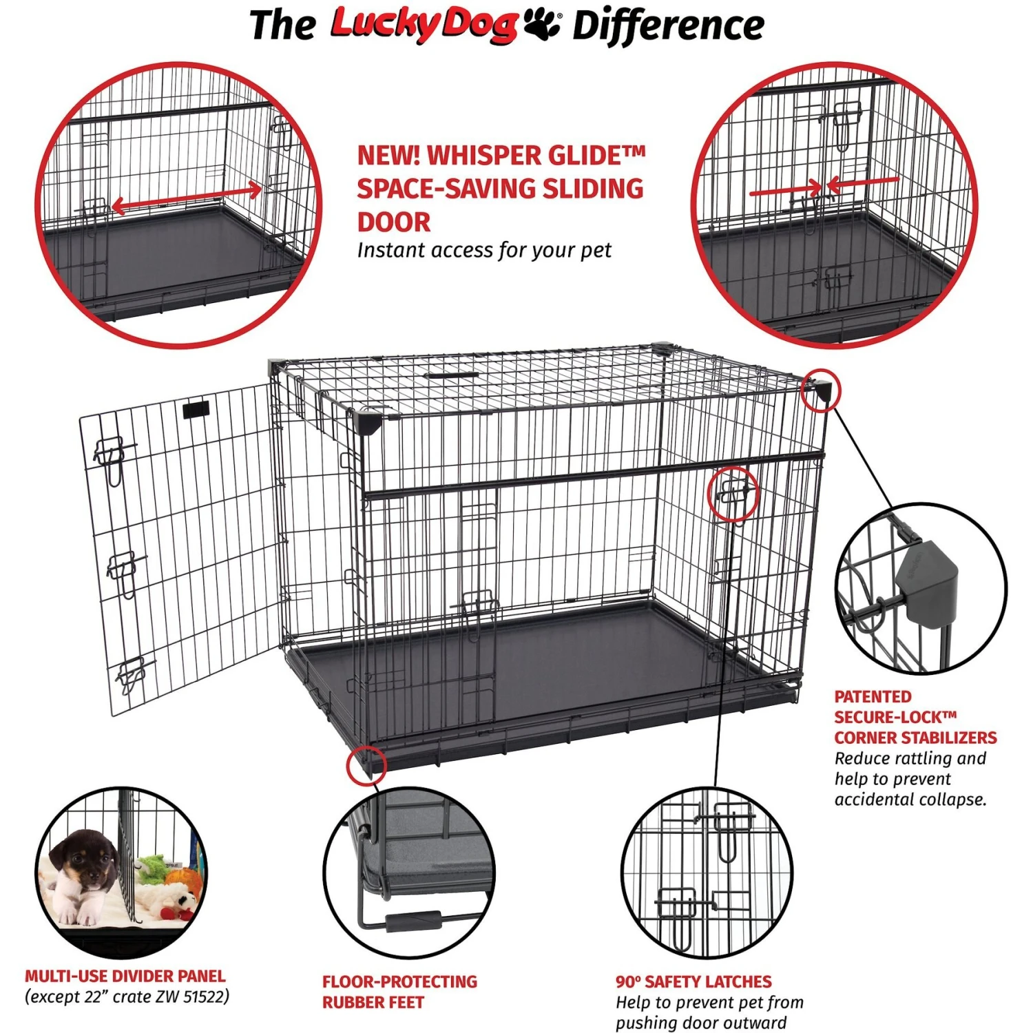 Lucky Dog Sliding Double Door Wire Dog Crate 7 Lucky Dog Sliding Double Door Wire Dog Crate - Image 7