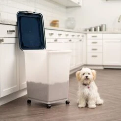 IRIS USA WeatherPro Airtight Dog, Cat, Bird & Other Pet Food Storage Bin Container With Attachable Casters -Pet Care Sales 231638 PT2. AC SS1800 V1680813222