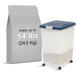 IRIS USA WeatherPro Airtight Dog, Cat, Bird & Other Pet Food Storage Bin Container With Attachable Casters -Pet Care Sales 231638 PT3. AC SS1800 V1680811609