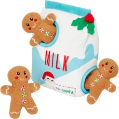 Frisco Holiday Milk & Gingerbread Cookies Hide & Seek Puzzle Plush Squeaky Dog Toy