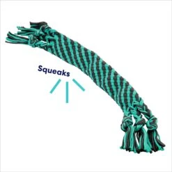 Frisco Flat Teal & Gray Braided Rope Squeaky Fetch Dog Toy -Pet Care Sales 242127 PT2. AC SS1800 V1695748438
