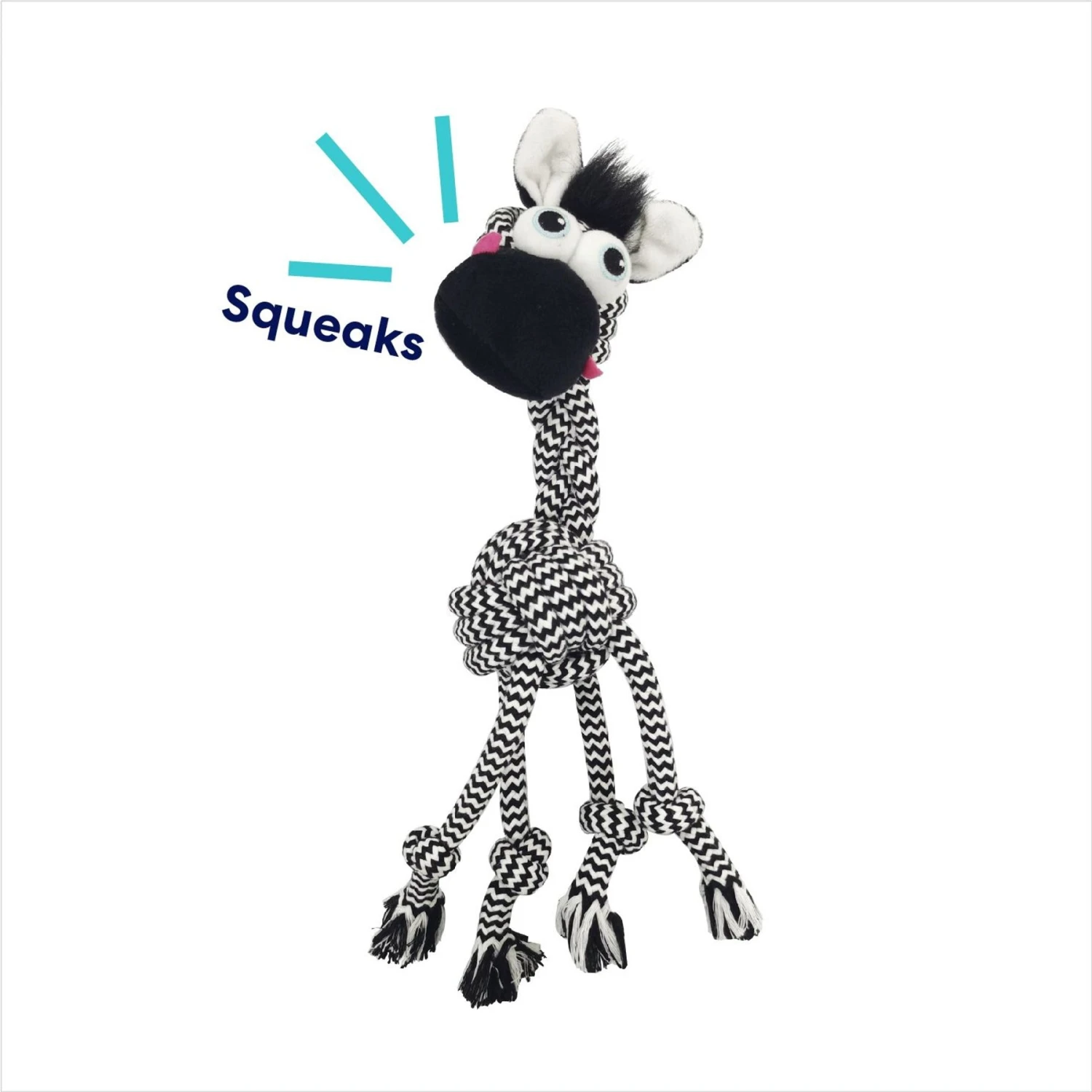 Frisco Zebra Rope Squeaky Dog Toy 3 Frisco Zebra Rope Squeaky Dog Toy - Image 3