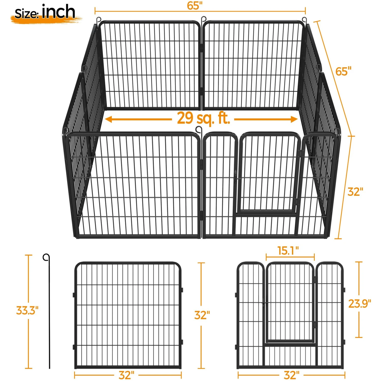 Yaheetech 8-Panel Dog Exercise Pen, Black 4 Yaheetech 8-Panel Dog Exercise Pen, Black - Image 4