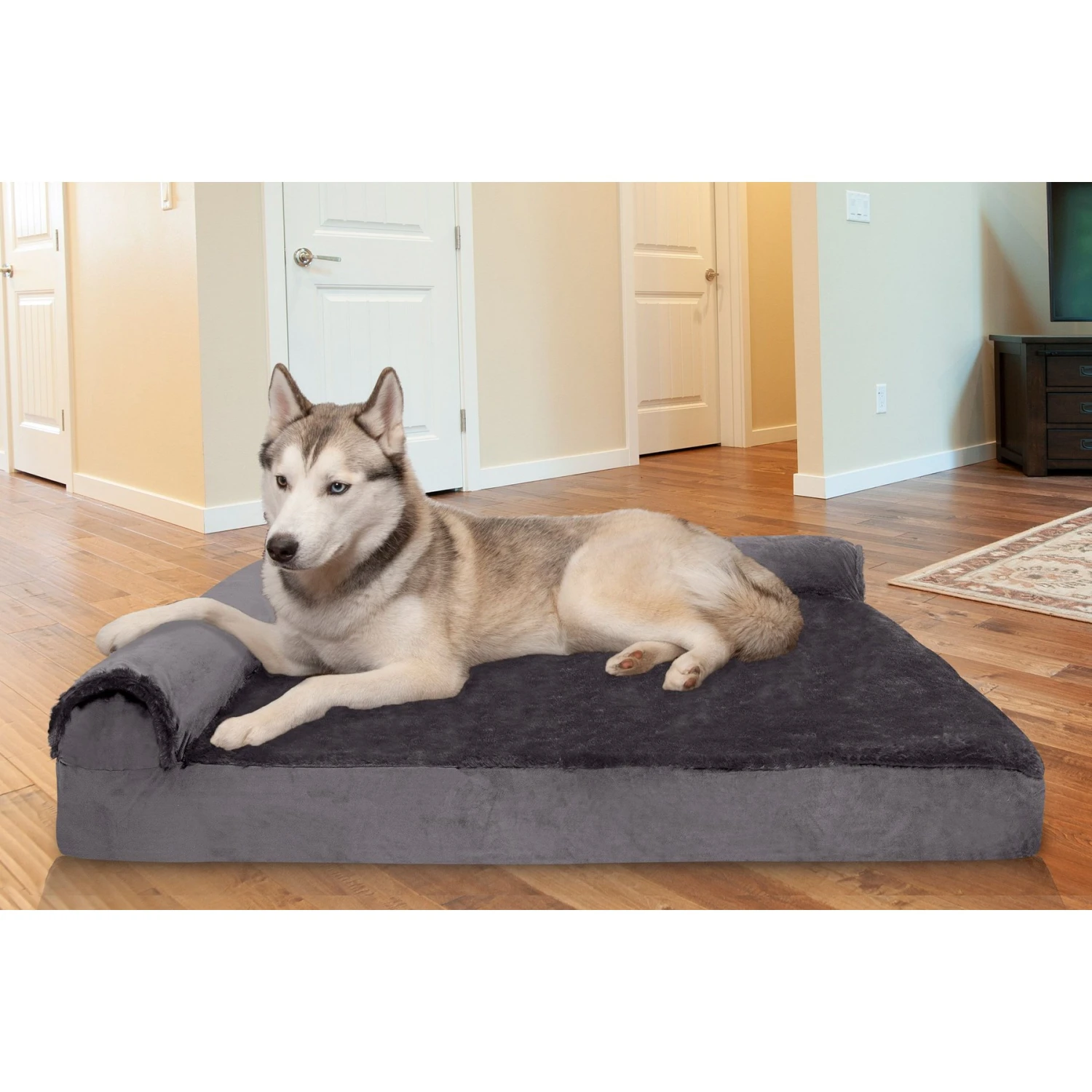 FurHaven Plush Deluxe Chaise Memory Top Cat & Dog Bed With Removable Cover 1 FurHaven Plush Deluxe Chaise Memory Top Cat & Dog Bed With Removable Cover