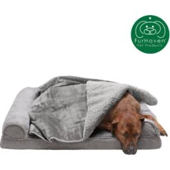 FurHaven Orthopedic Plush & Suede Sofa Dog & Cat Bed & Blanket, Gray, Large 11 FurHaven Orthopedic Plush & Suede Sofa Dog & Cat Bed & Blanket, Gray, Large -Pet Care Sales 242797 PT2. AC SS1800 V1625253190
