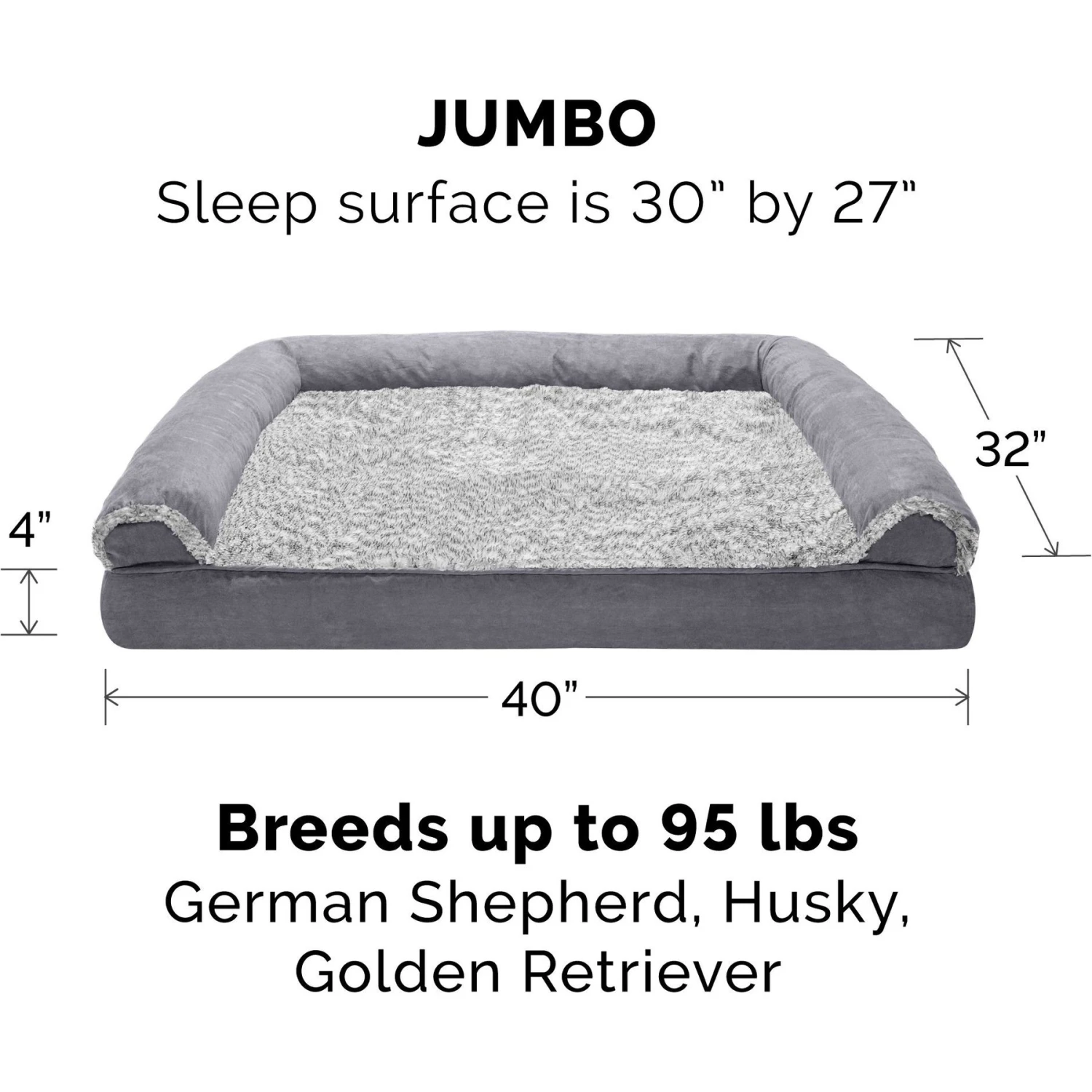 FurHaven Faux Fur & Suede Memory Foam Sofa Dog & Cat Bed 5 FurHaven Faux Fur & Suede Memory Foam Sofa Dog & Cat Bed - Image 5