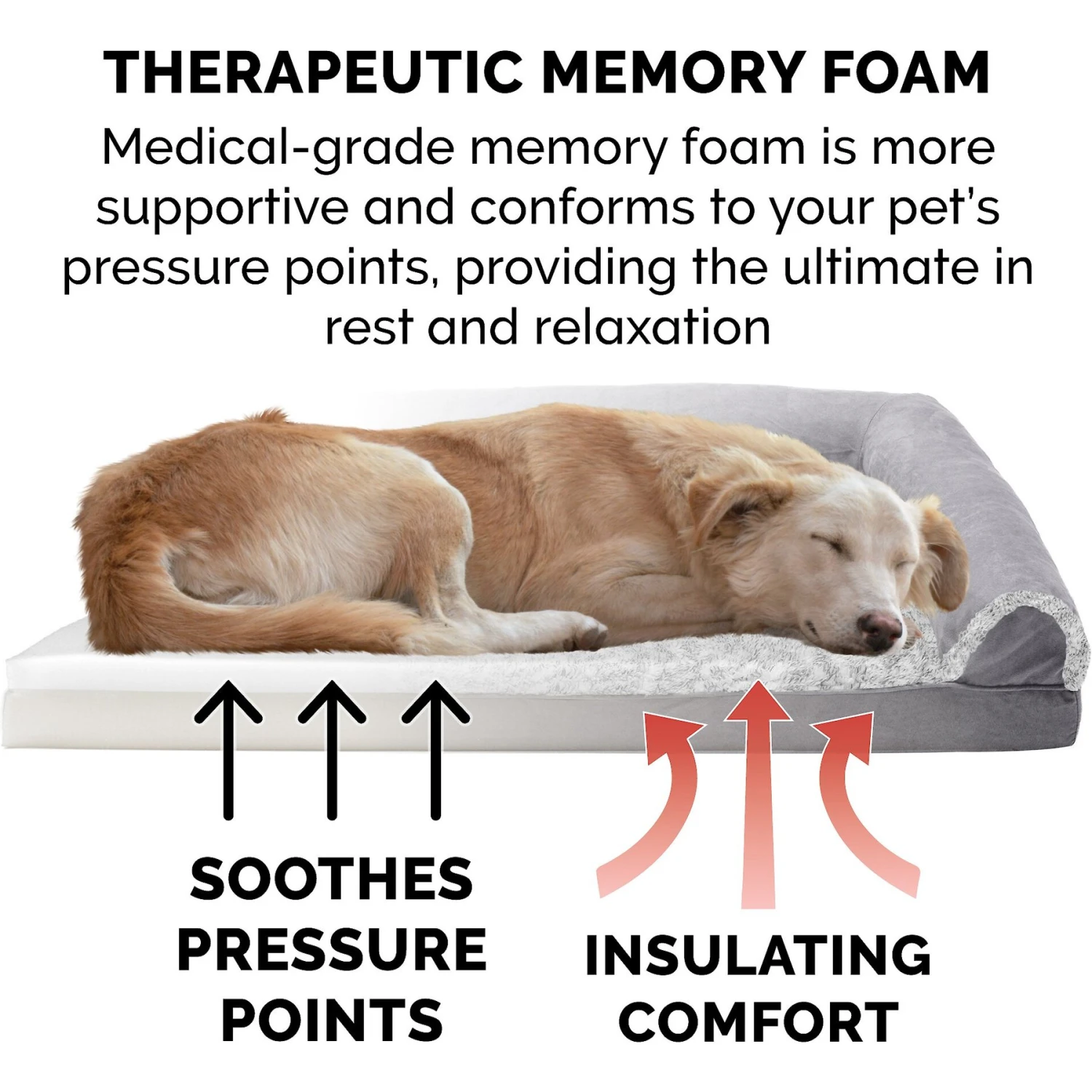 FurHaven Faux Fur & Suede Memory Foam Sofa Dog & Cat Bed 7 FurHaven Faux Fur & Suede Memory Foam Sofa Dog & Cat Bed - Image 7