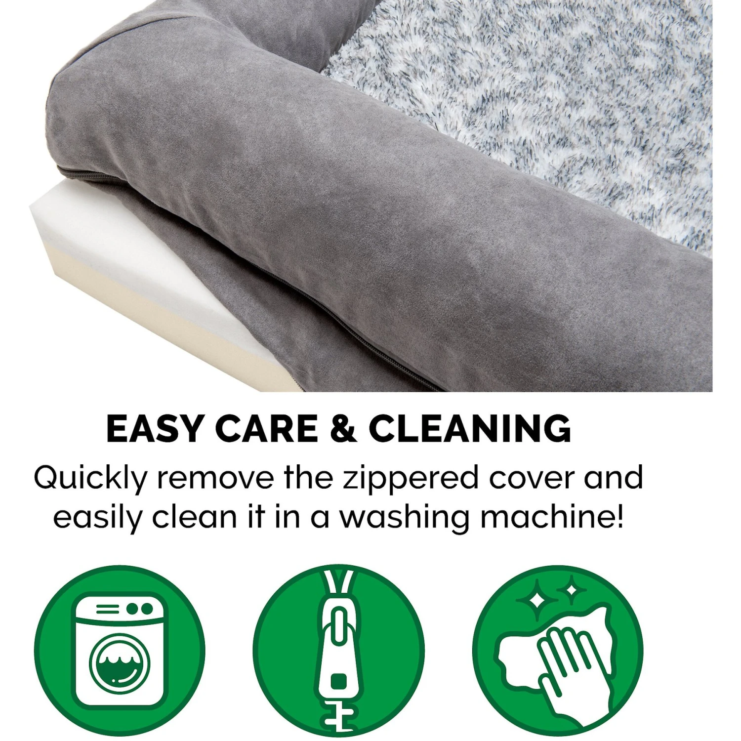 FurHaven Faux Fur & Suede Memory Foam Sofa Dog & Cat Bed 8 FurHaven Faux Fur & Suede Memory Foam Sofa Dog & Cat Bed - Image 8