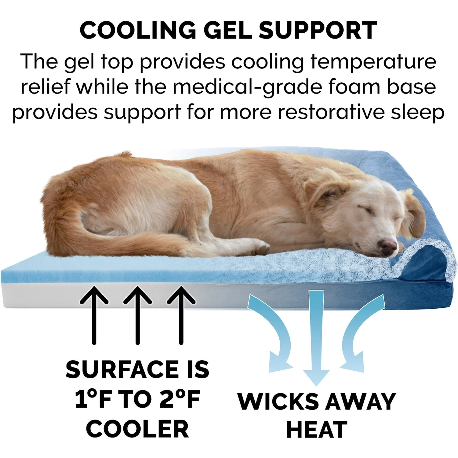 FurHaven Faux Fur & Suede Cooling Gel Sofa Dog & Cat Bed 7 FurHaven Faux Fur & Suede Cooling Gel Sofa Dog & Cat Bed - Image 7