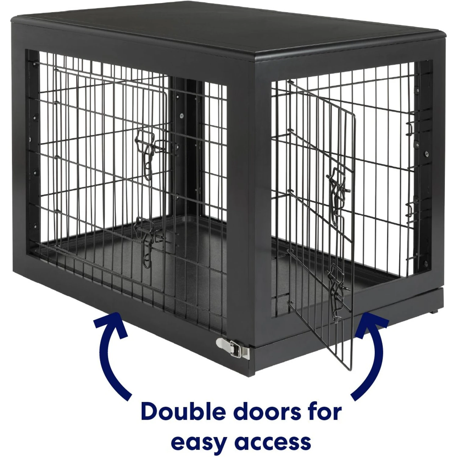 Frisco Double Door Furniture Style Dog Crate, Black 3 Frisco Double Door Furniture Style Dog Crate, Black - Image 3