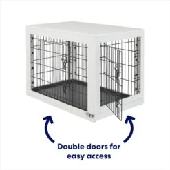 Frisco Double Door Furniture Style Dog Crate, White -Pet Care Sales 253029 PT3. AC SS1800 V1617644305