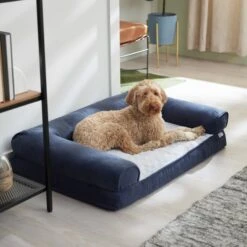 Frisco Faux Felt Orthopedic Sofa Bolster Dog Bed W/Removable Cover