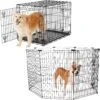 Frisco Heavy Duty Fold & Carry Double Door Collapsible Wire Dog Crate & Frisco Wire Dog & Small Pet Exercise Pen With Step-Through Door