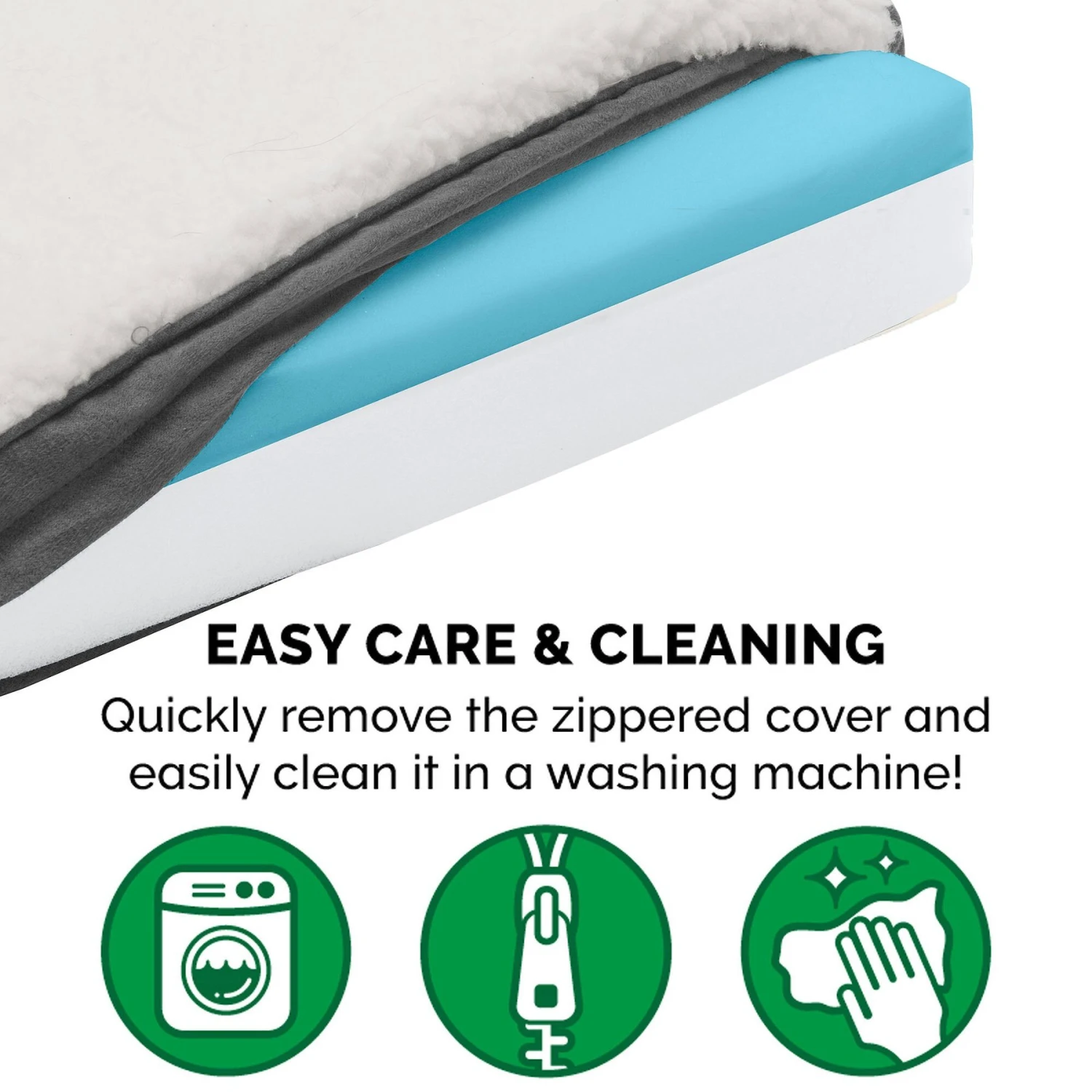 FurHaven Faux Sheepskin & Suede Cooling Gel Cat & Dog Bed With Removable Cover 8 FurHaven Faux Sheepskin & Suede Cooling Gel Cat & Dog Bed With Removable Cover - Image 8