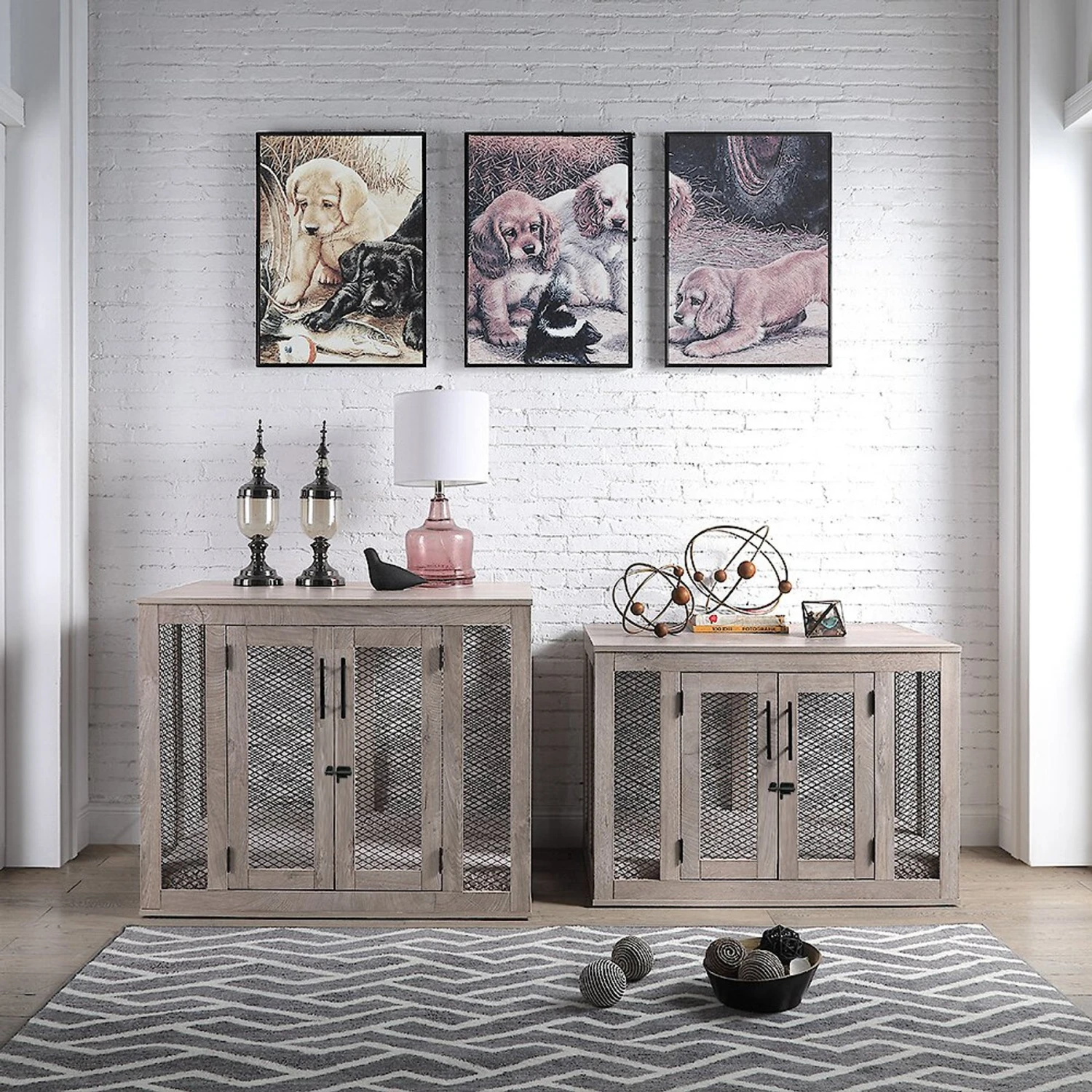 Unipaws Furniture Style Dog Crate, Weathered Gray 4 Unipaws Furniture Style Dog Crate, Weathered Gray - Image 4