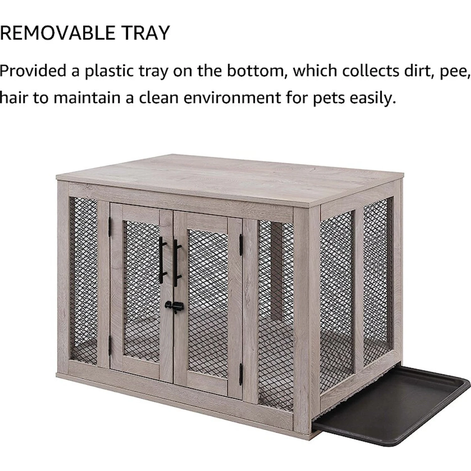 Unipaws Furniture Style Dog Crate, Weathered Gray 6 Unipaws Furniture Style Dog Crate, Weathered Gray - Image 6