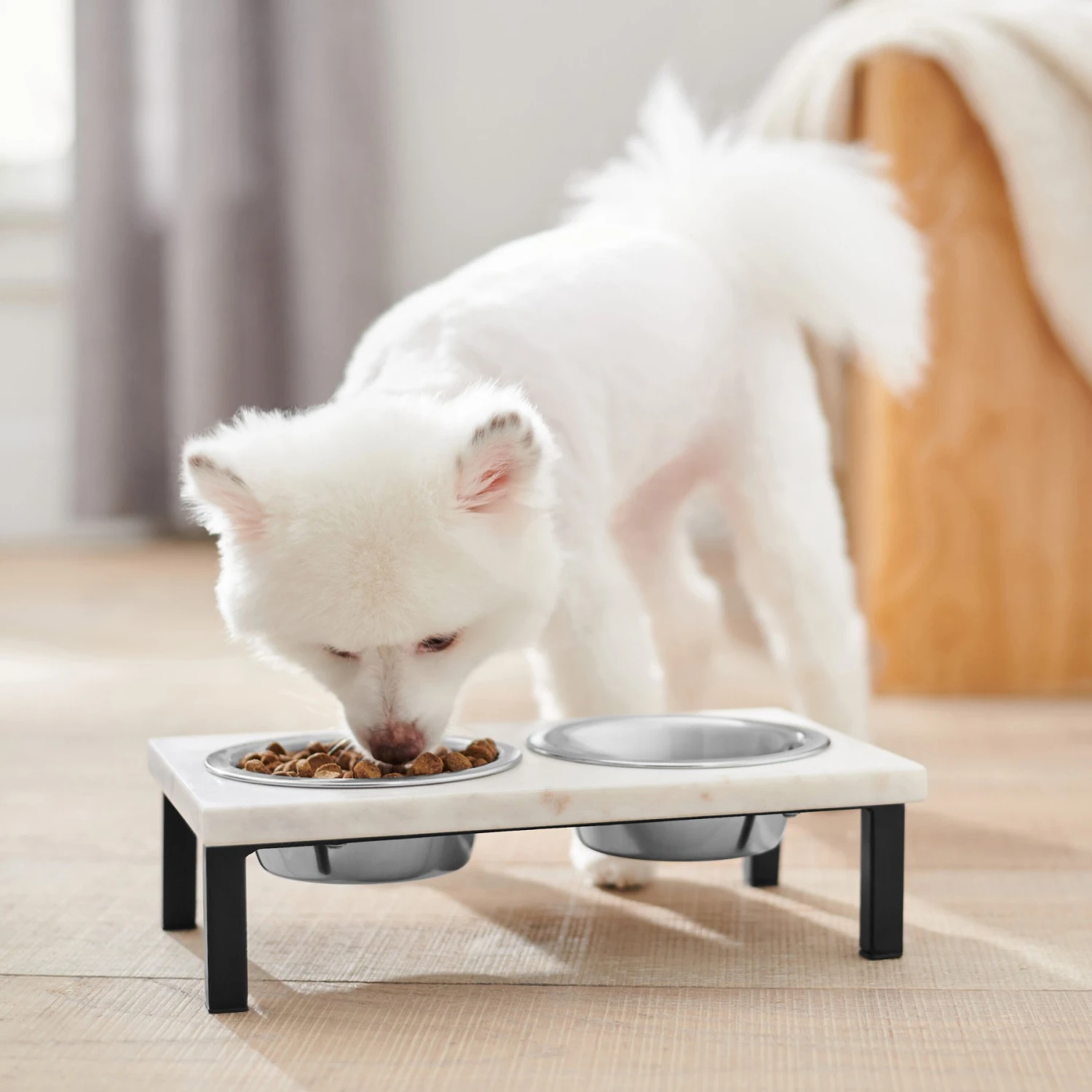 Frisco Marble Elevated Stainless Steel Double Diner Dog & Cat Bowls 3 Frisco Marble Elevated Stainless Steel Double Diner Dog & Cat Bowls - Image 3