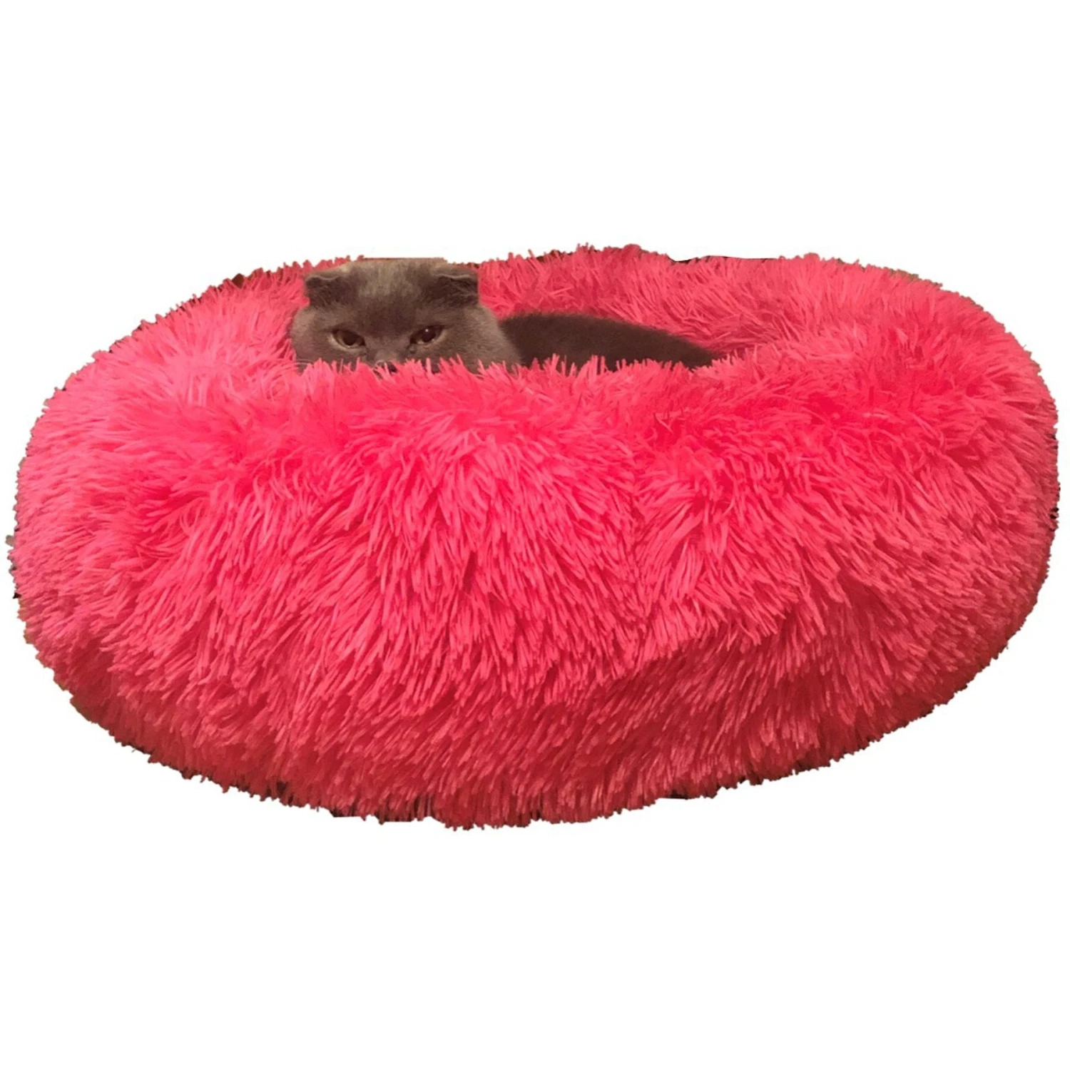 HDP Round Fuzzy Bolster Dog Bed 1 HDP Round Fuzzy Bolster Dog Bed