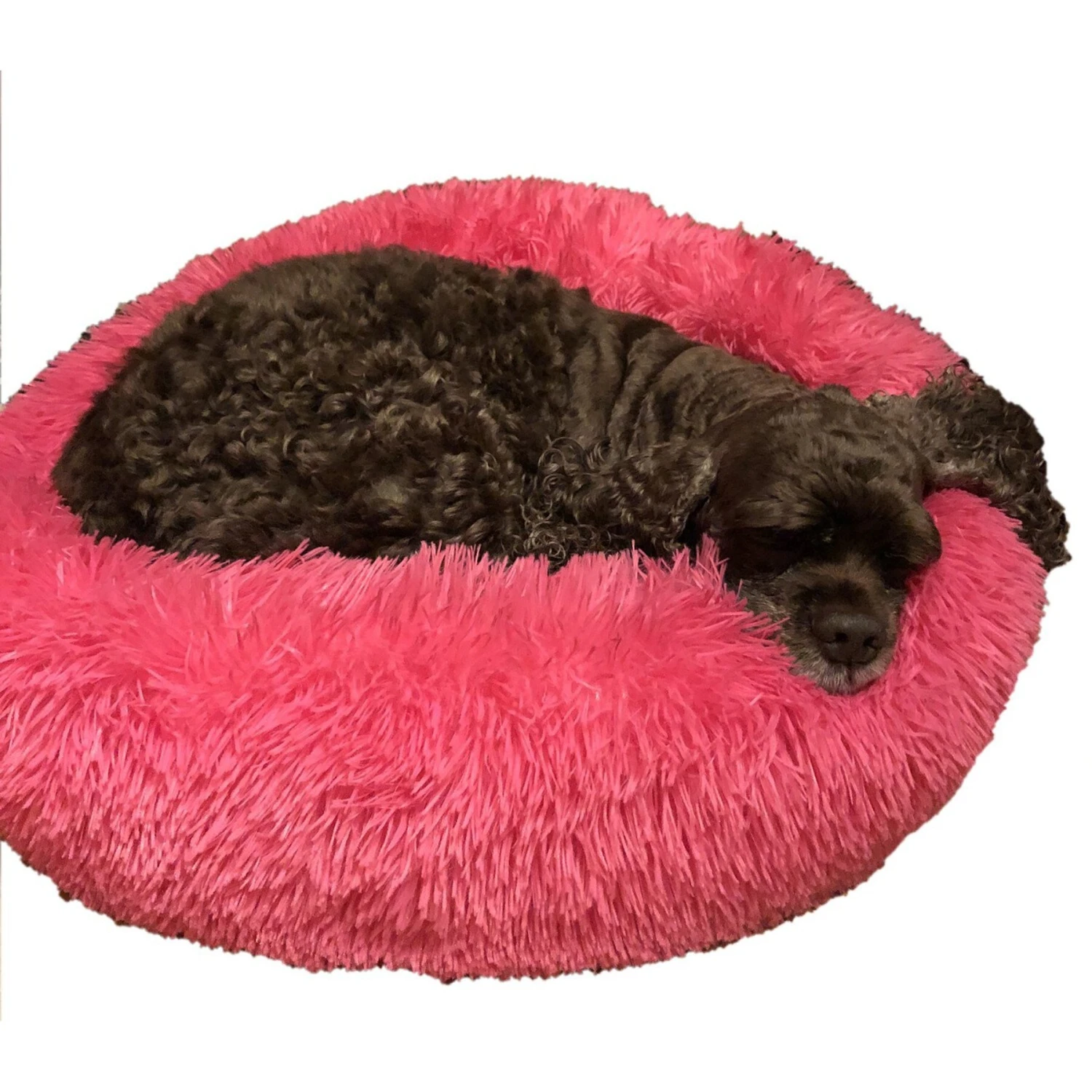 HDP Round Fuzzy Bolster Dog Bed 2 HDP Round Fuzzy Bolster Dog Bed - Image 2