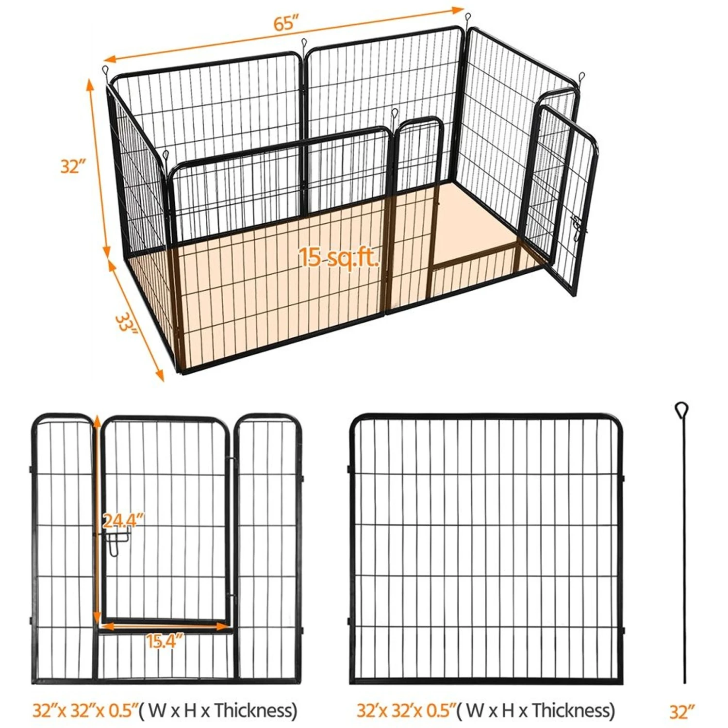Yaheetech Heavy Duty Wire Dog & Cat Playpen, Black 7 Yaheetech Heavy Duty Wire Dog & Cat Playpen, Black - Image 7