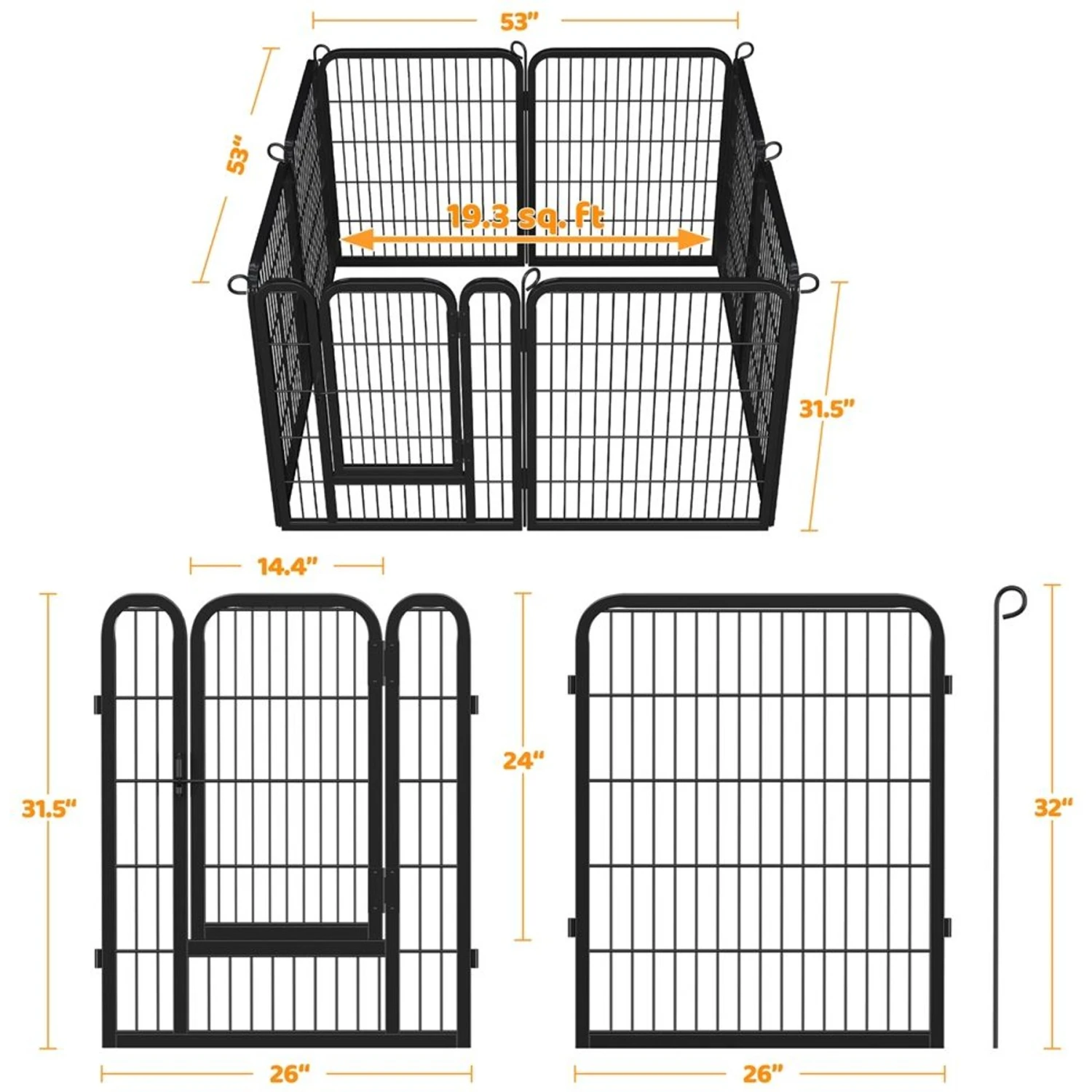 Yaheetech 8-Panel Wire Dog & Cat Exercise Playpen, 26-in W X 32-in H 2 Yaheetech 8-Panel Wire Dog & Cat Exercise Playpen, 26-in W X 32-in H - Image 2