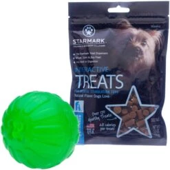 Starmark Treat Dispensing Chew Ball Tough Dog Toy & Starmark Interactive Dog Treats