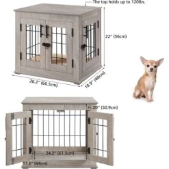 Unipaws Wooden Wire Dog Crate Furniture End Table -Pet Care Sales 299112 PT3. AC SS1800 V1664534158