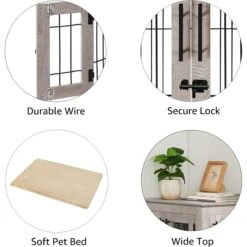 Unipaws Wooden Wire Dog Crate Furniture End Table -Pet Care Sales 299112 PT5. AC SS1800 V1664533710