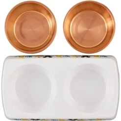 Disney Mickey Mouse Lemon Melamine Stainless Steel Double Dog & Cat Bowl -Pet Care Sales 315299 PT4. AC SS1800 V1646327442